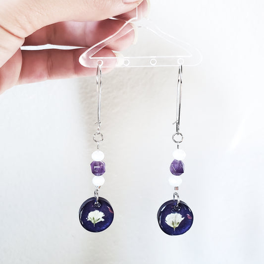 Amethyst & Baby's Breath Earrings