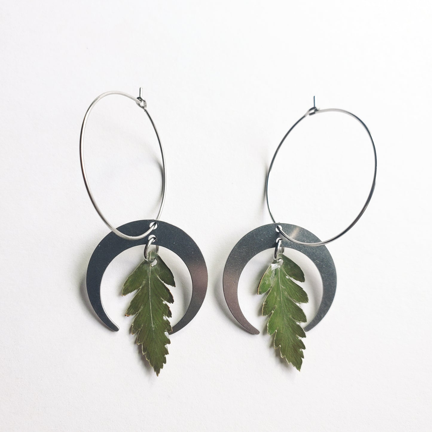 Moonlit Fern Hoop Earrings