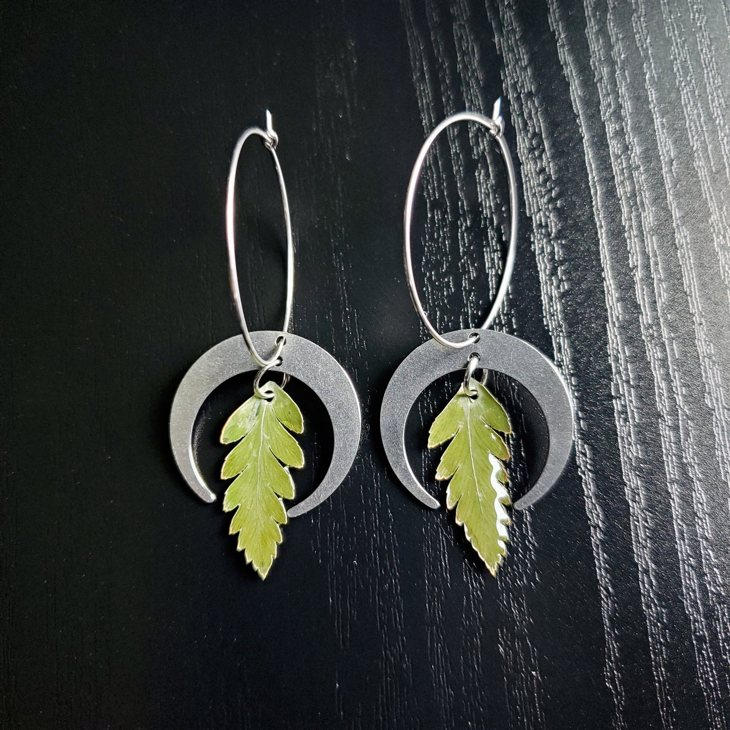 Moonlit Fern Hoop Earrings