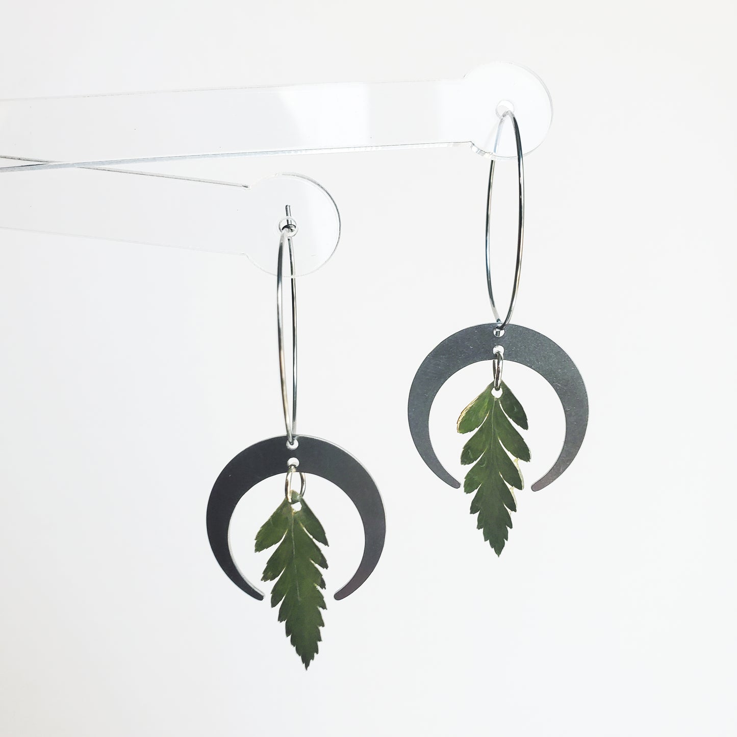 Moonlit Fern Hoop Earrings