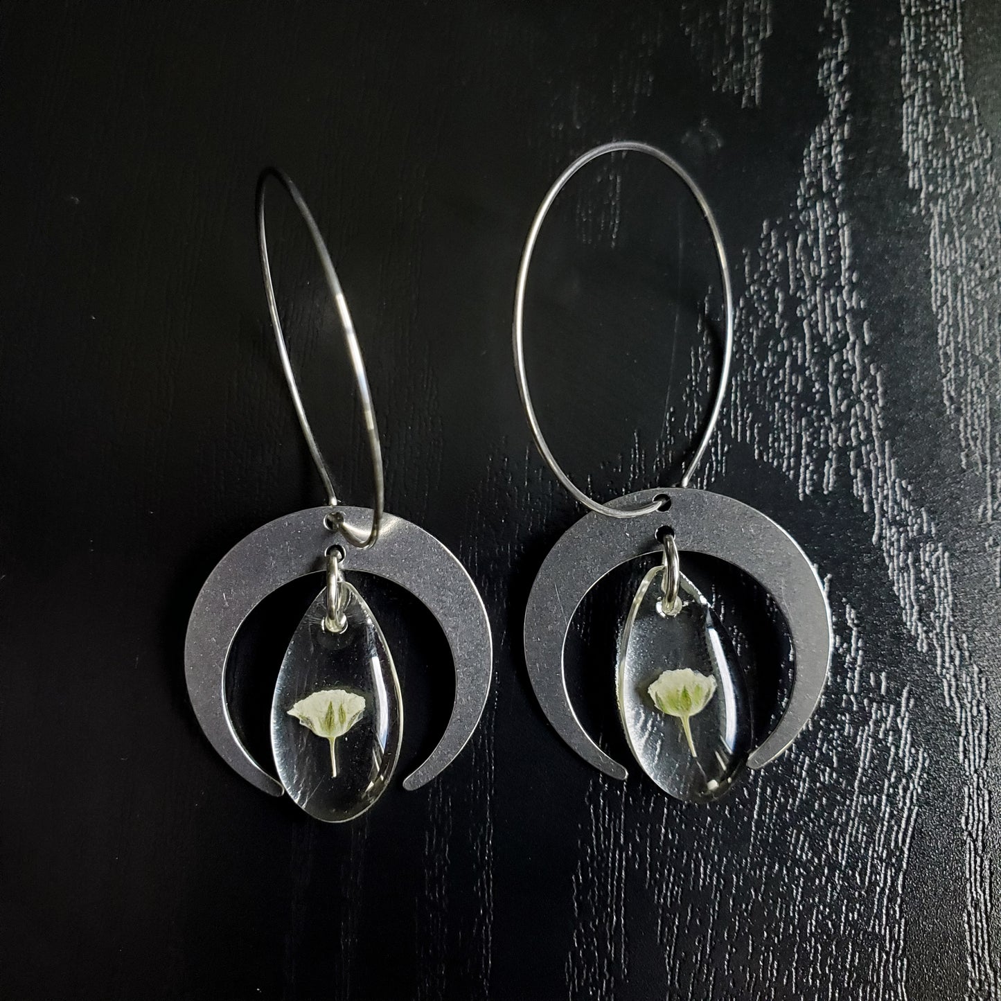 Moonlit Blossom Dewdrop Hoop Earrings