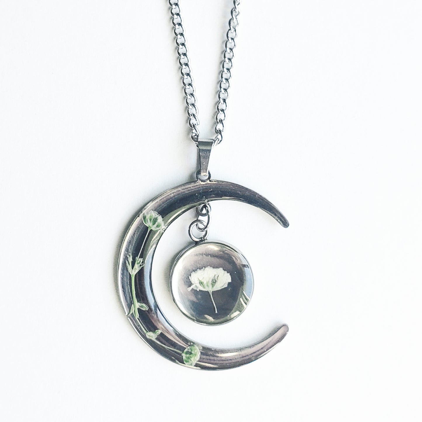 Crescent Moon Bud & Blossom Necklace