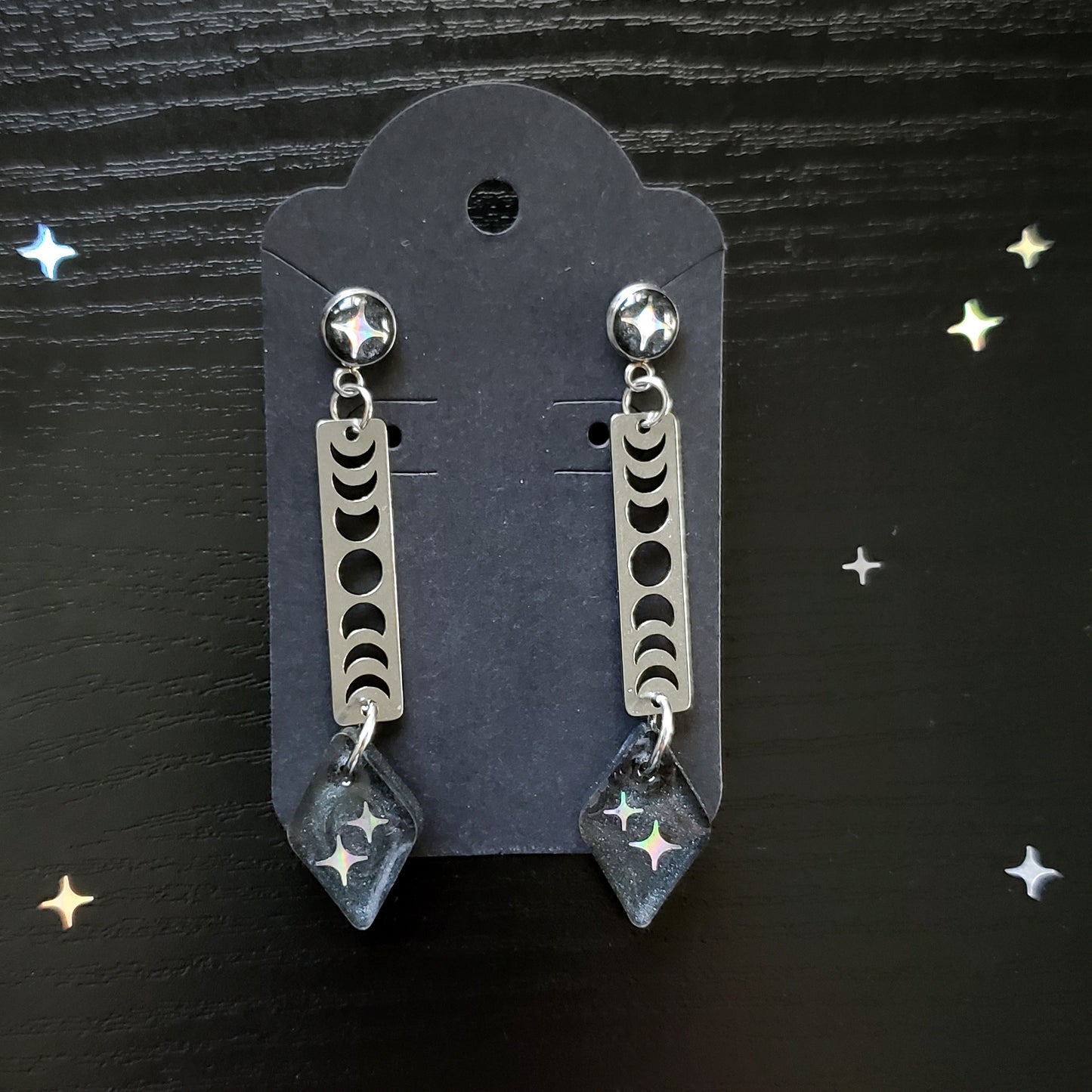 Starlit Jewel Moon Phase Earrings