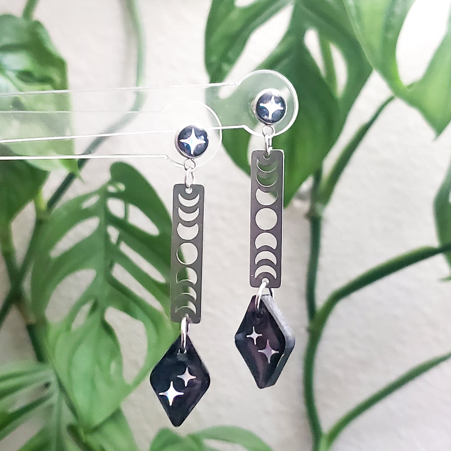 Starlit Jewel Moon Phase Earrings