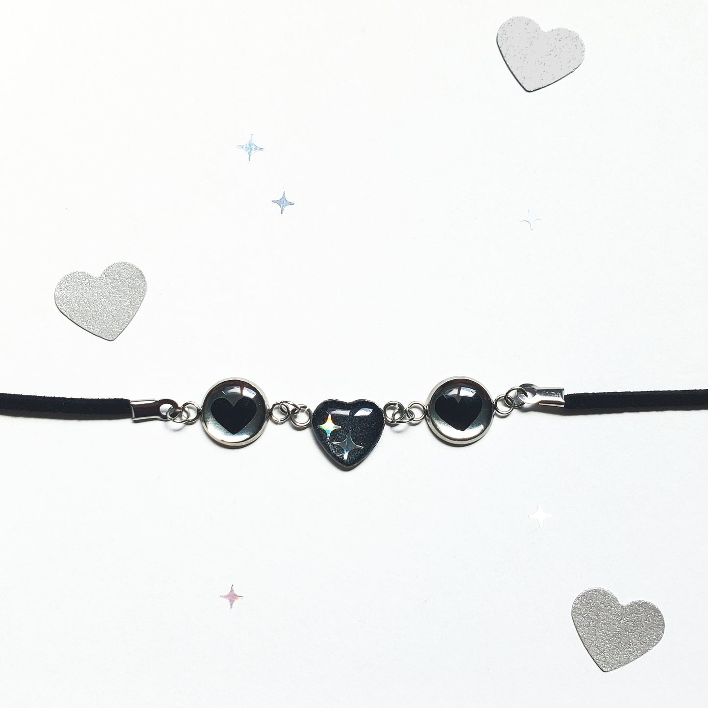 Starlit Triple Heart Suede Bracelet