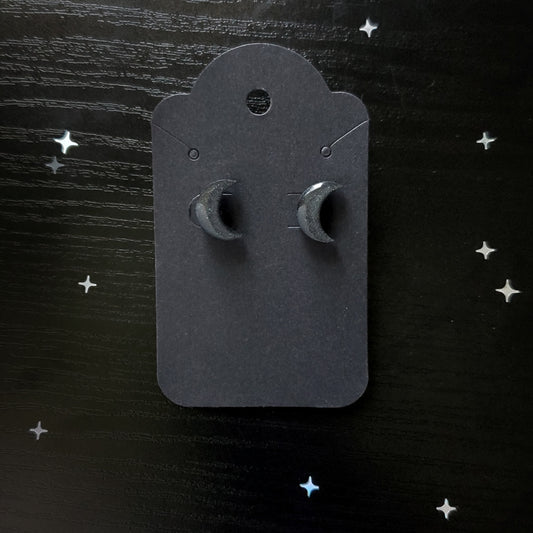 Black Mica Moon Studs