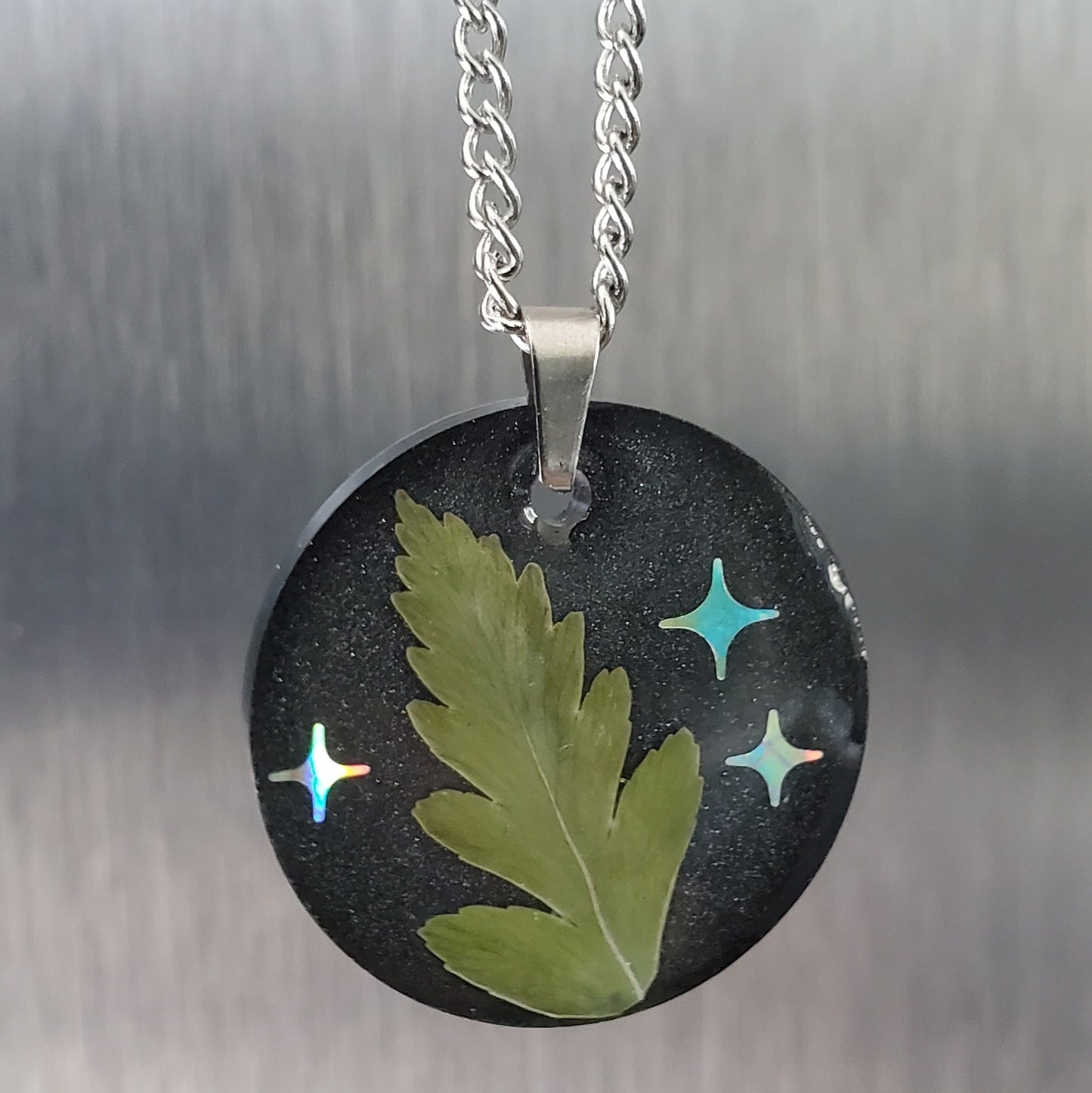 Starlit Fern Leaf Necklace