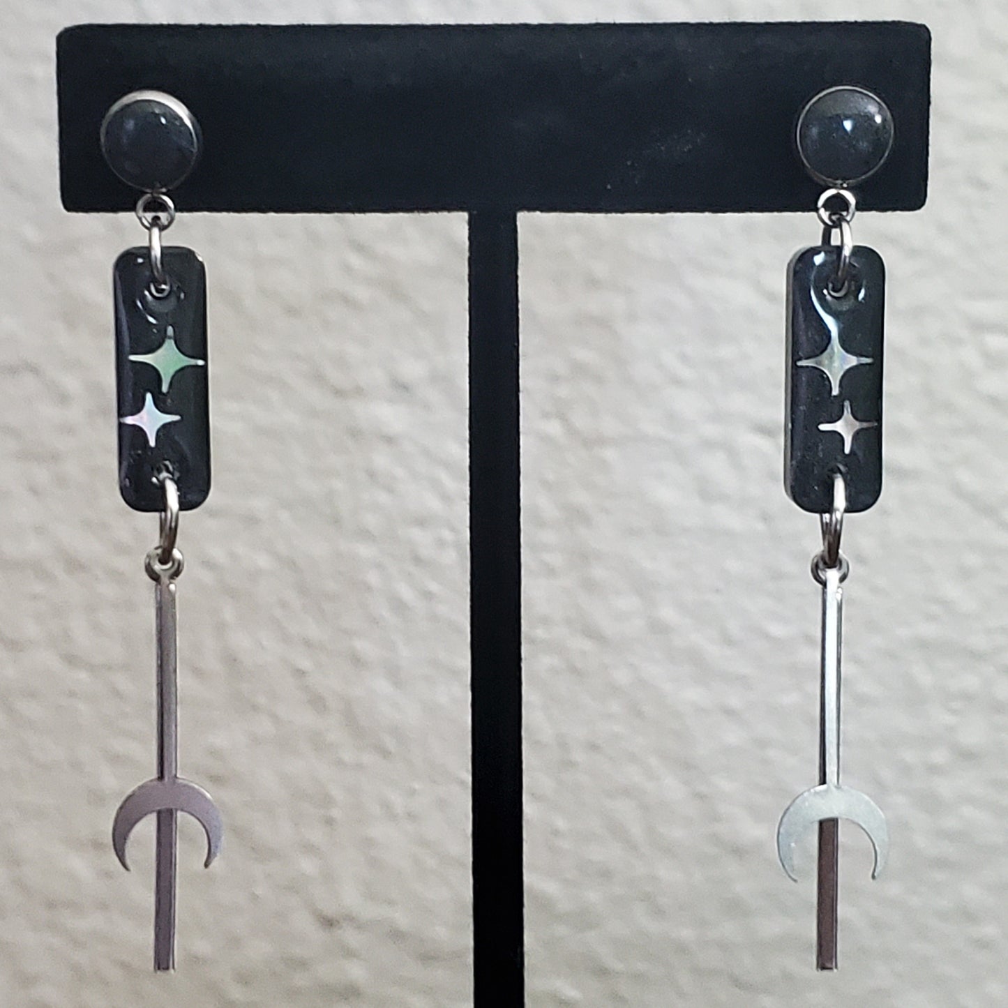 Starlit Crescent Hanging Studs