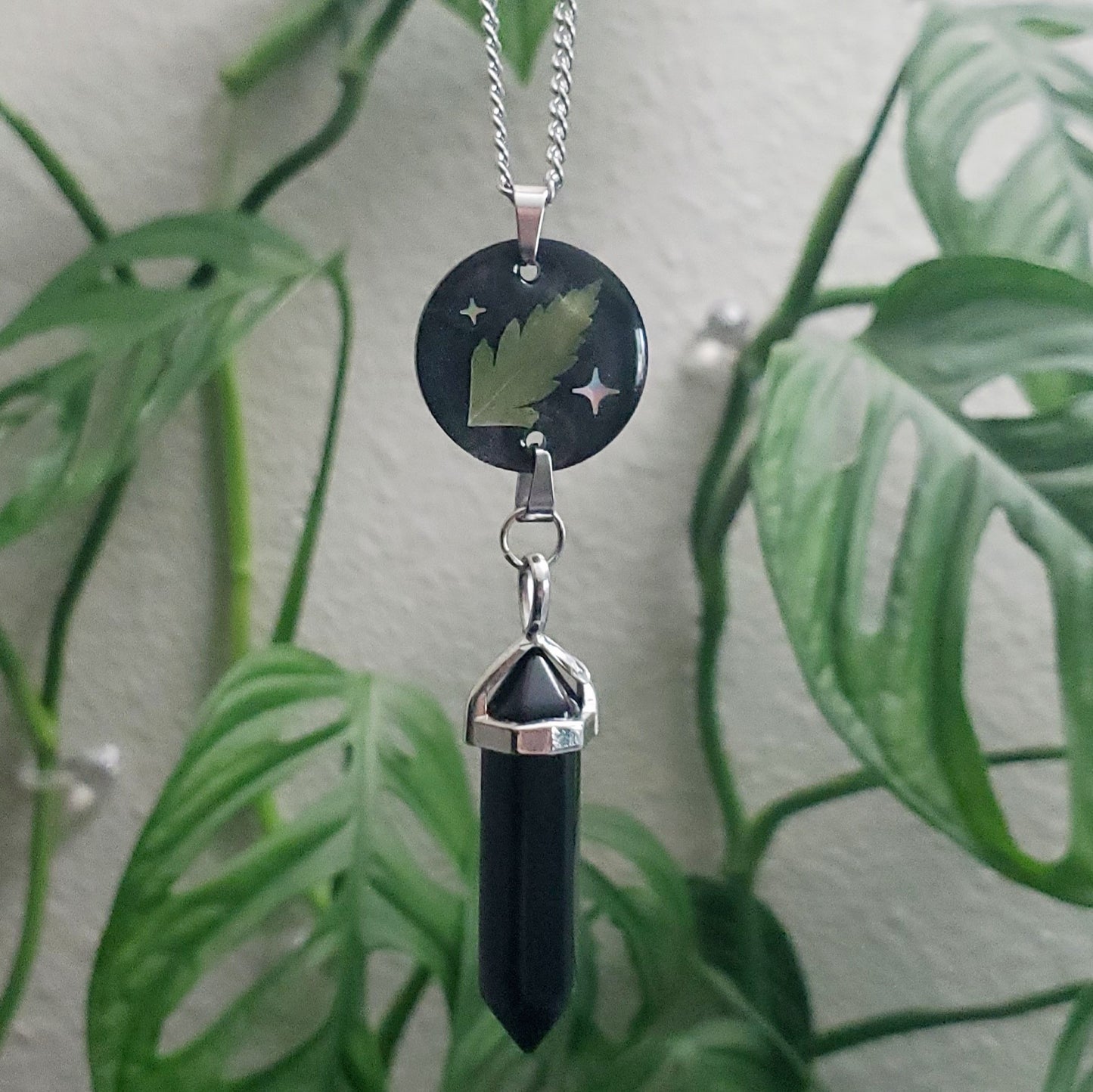 Starlit Fern & Onyx Necklace