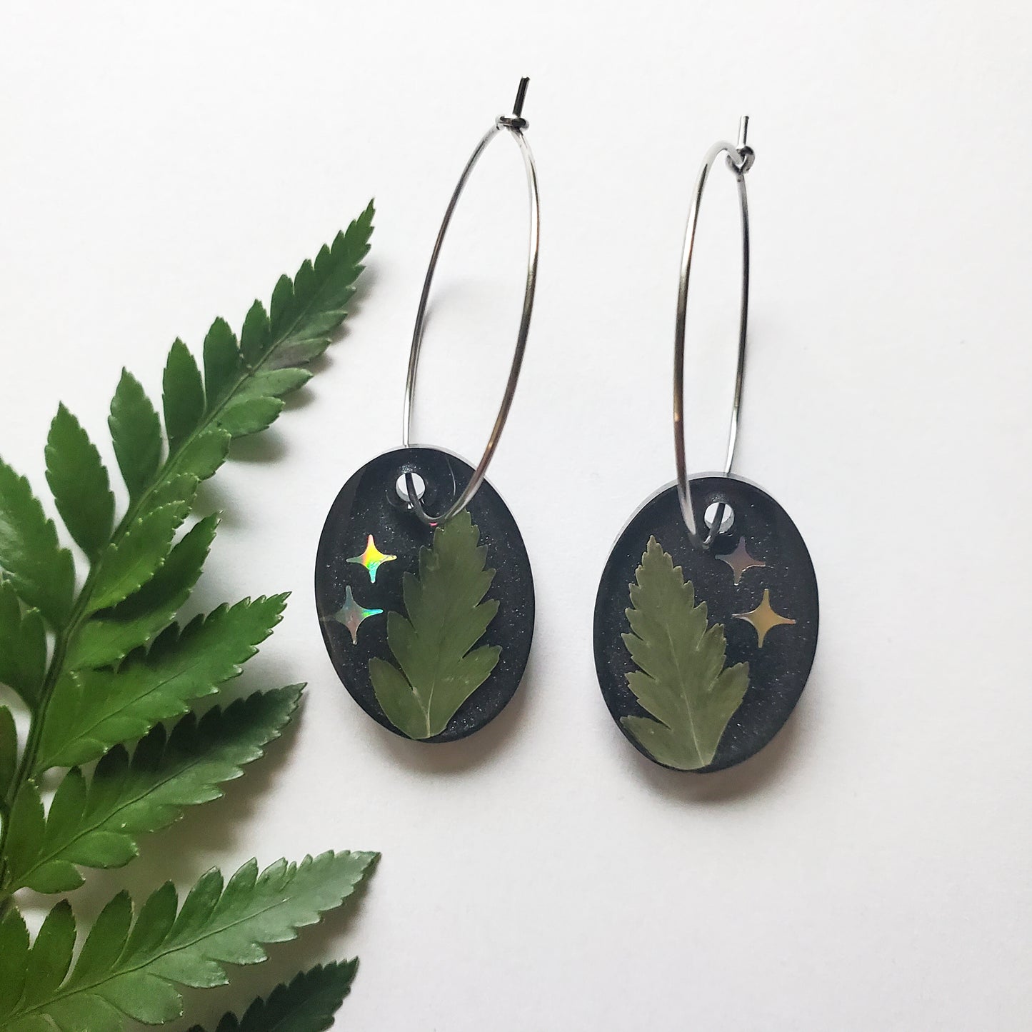 Starlit Fern Hoop Earrings