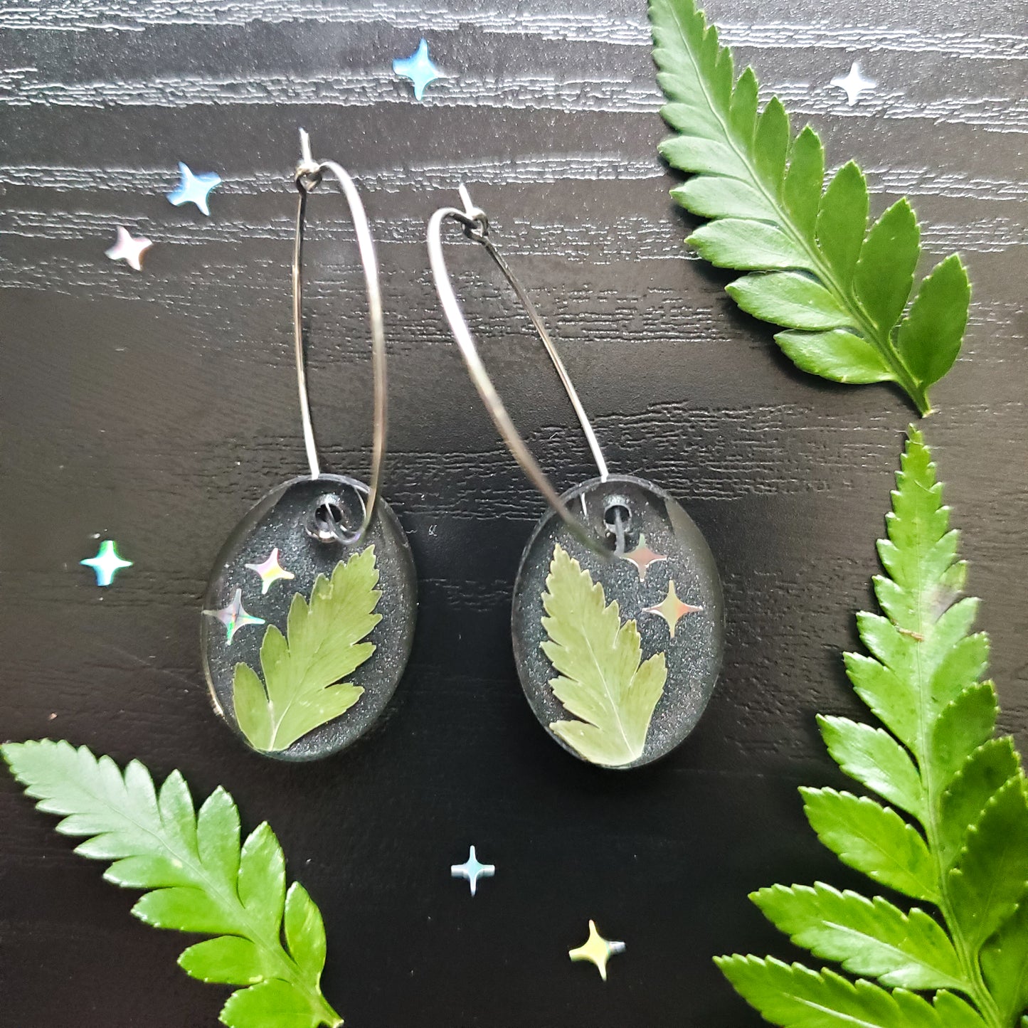 Starlit Fern Hoop Earrings