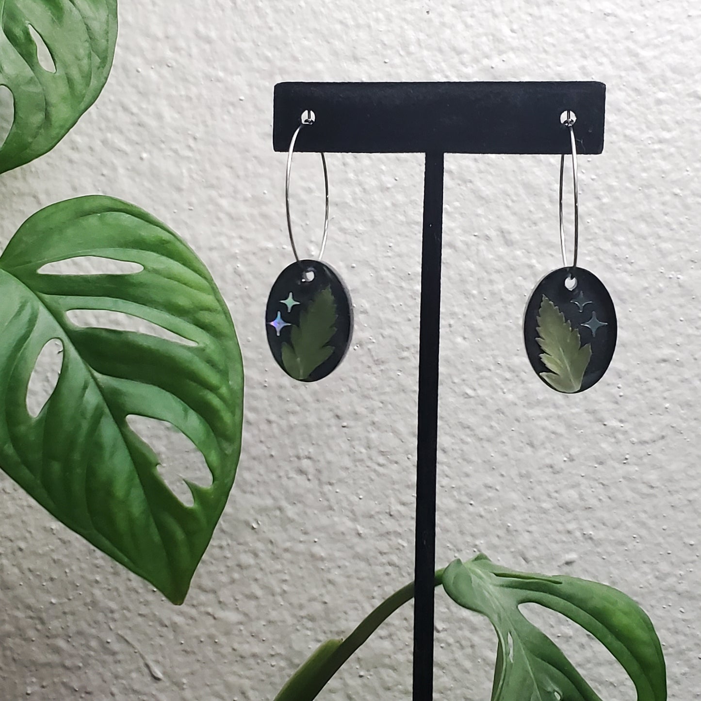 Starlit Fern Hoop Earrings