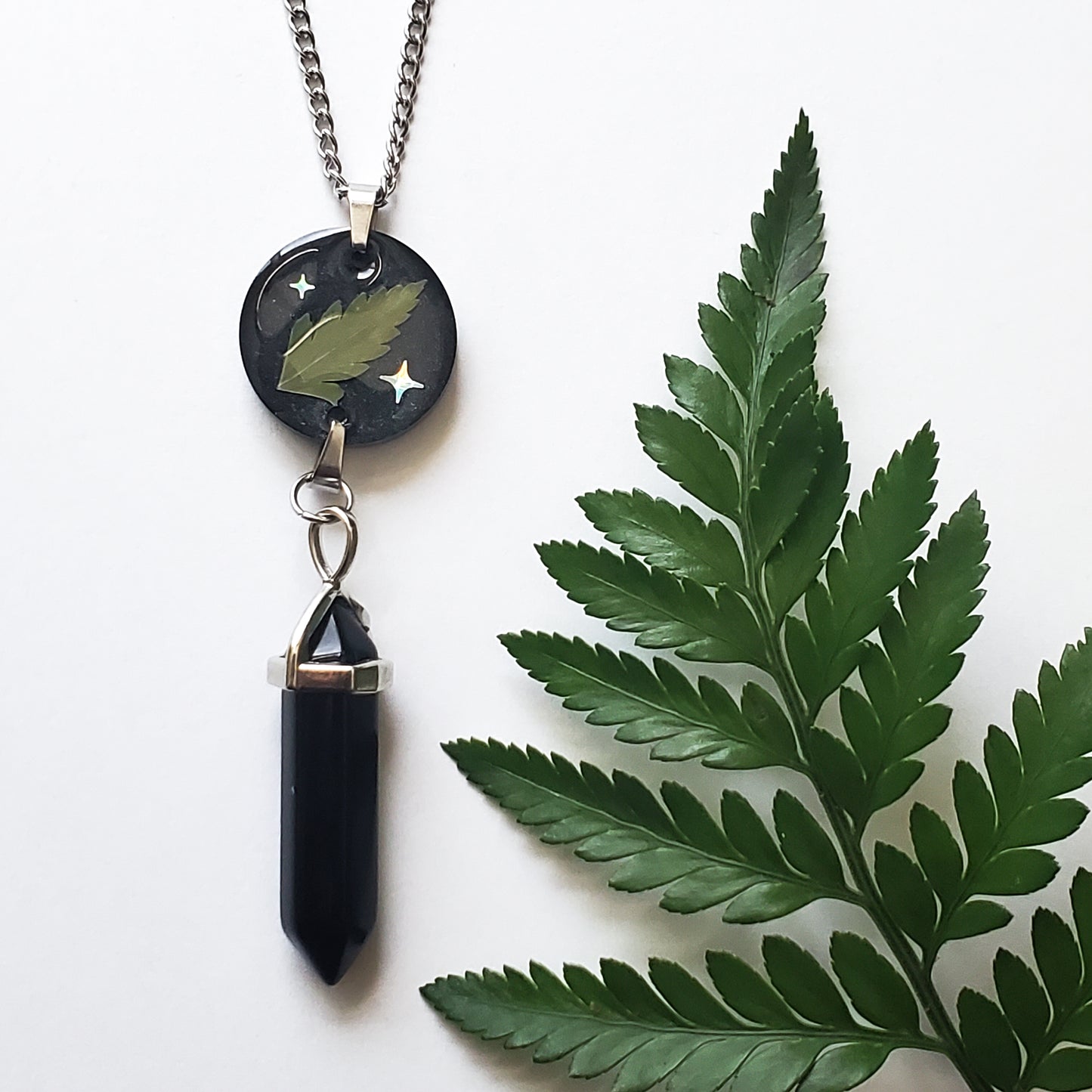 Starlit Fern & Onyx Necklace