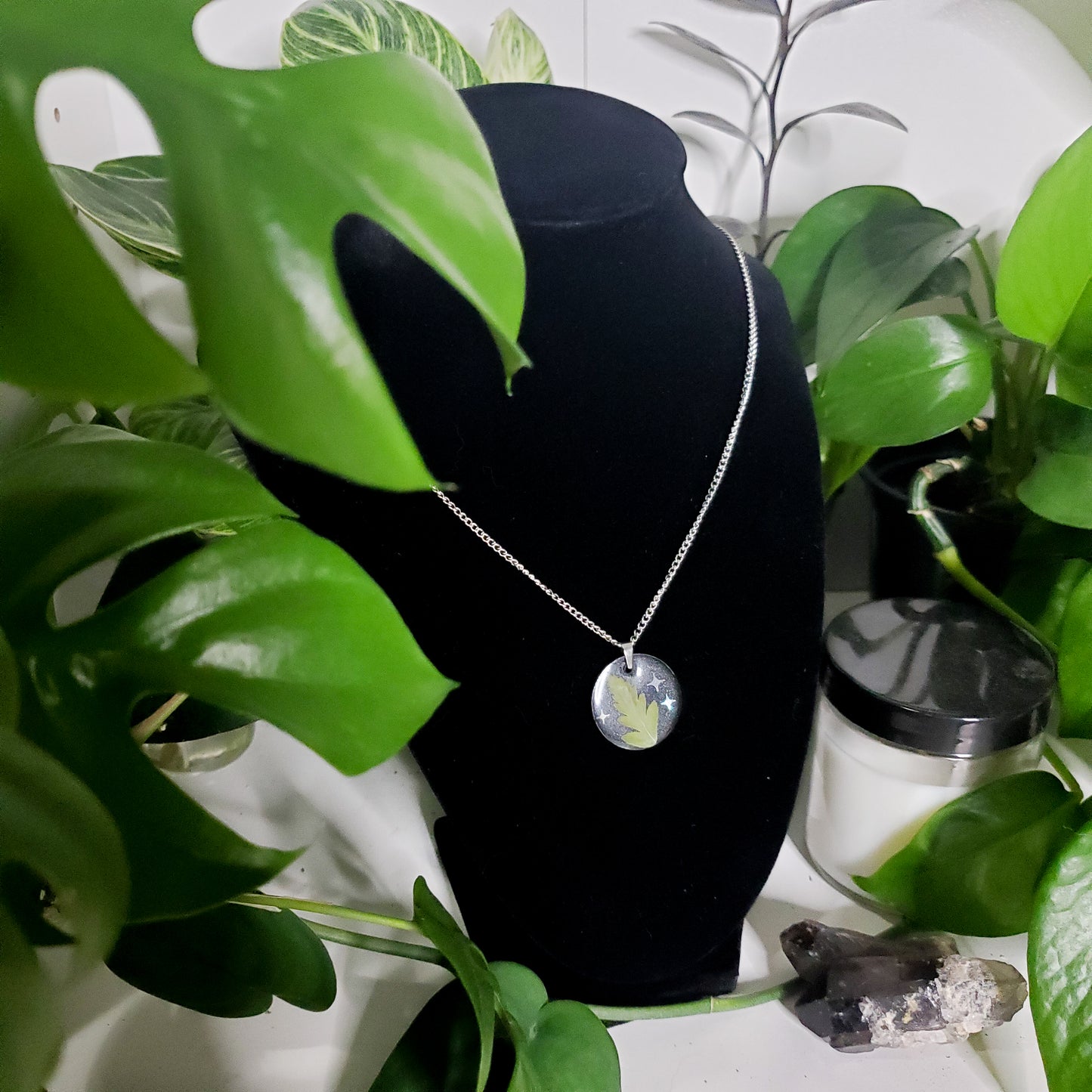 Starlit Fern Leaf Necklace