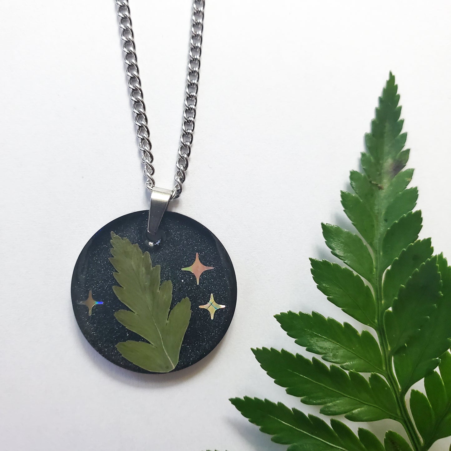 Starlit Fern Leaf Necklace