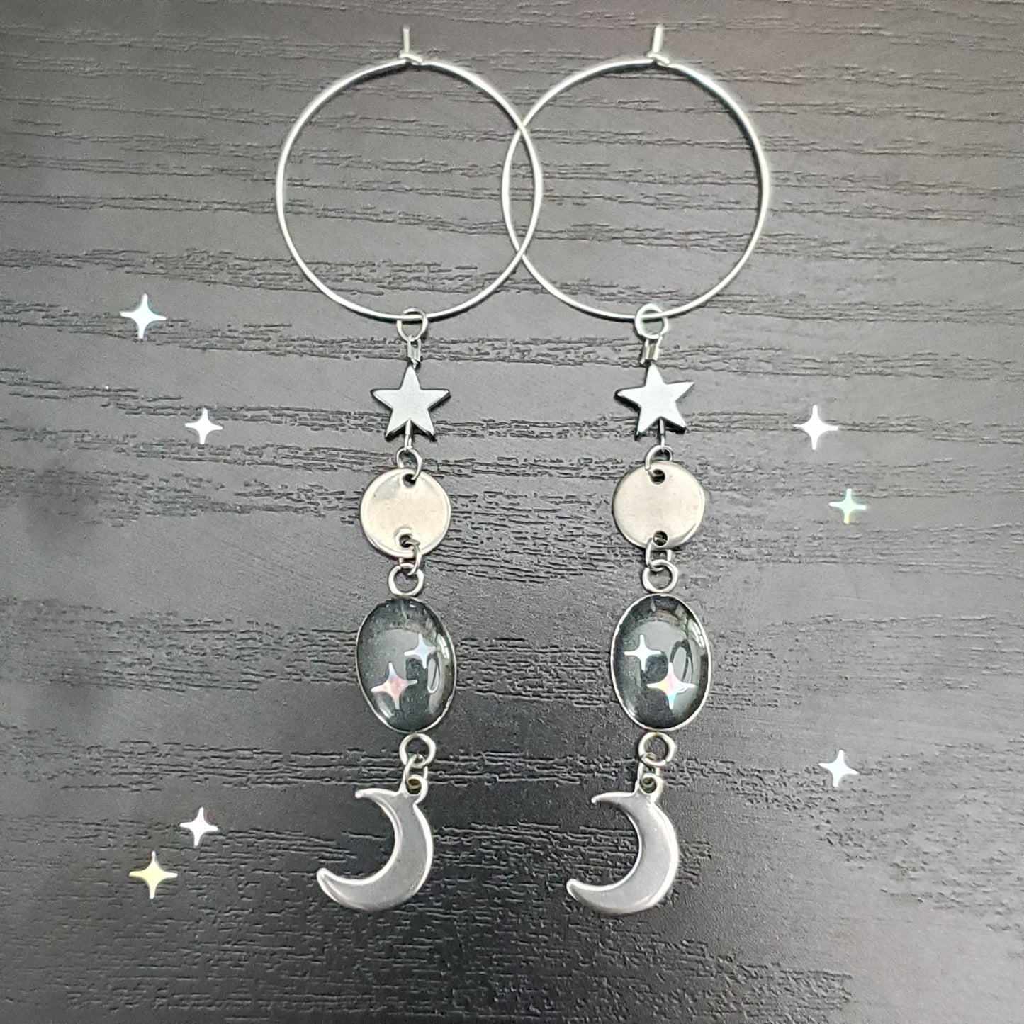 My Moon & Stars Hoop Earrings