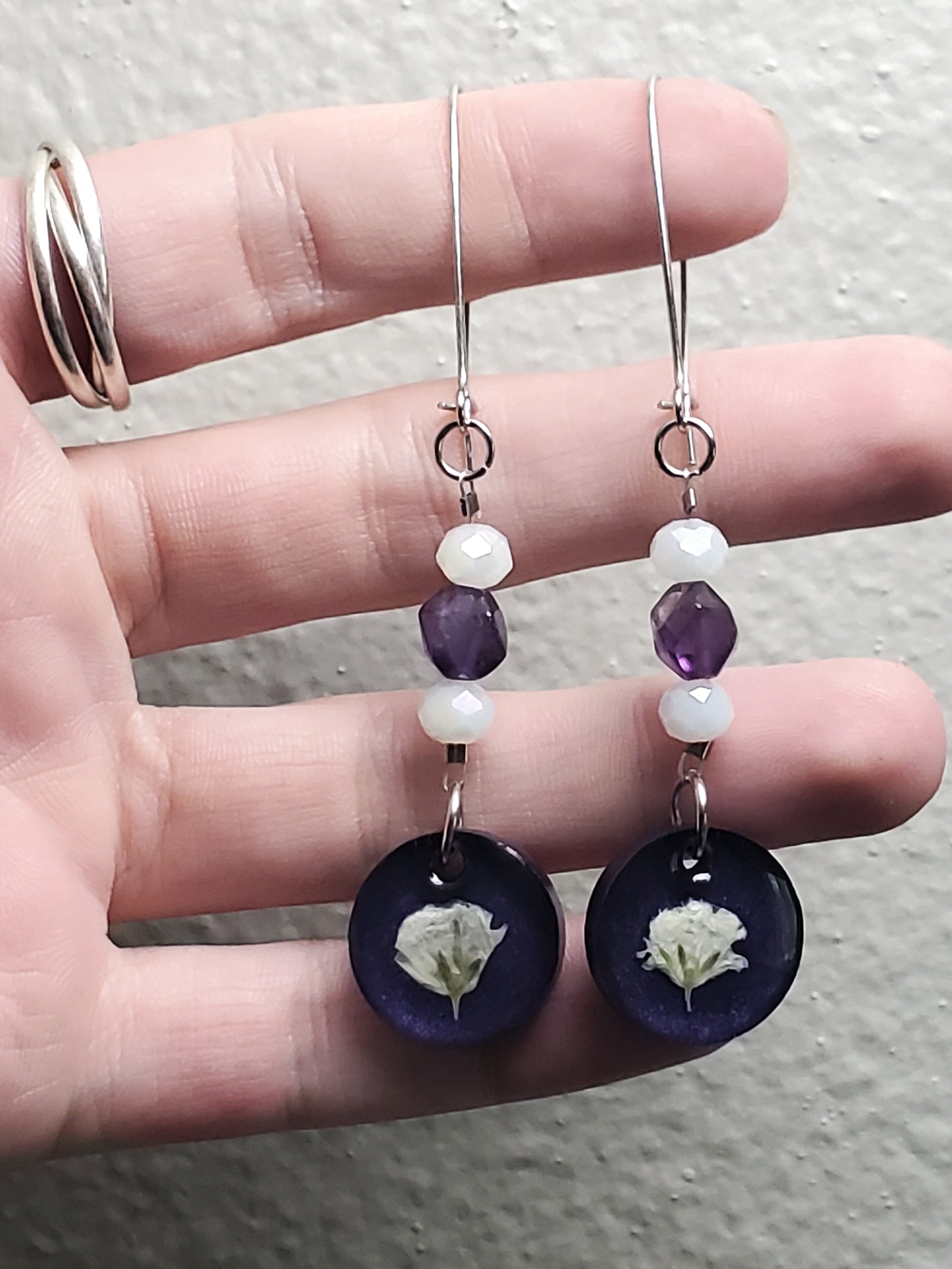 Amethyst & Baby's Breath Earrings