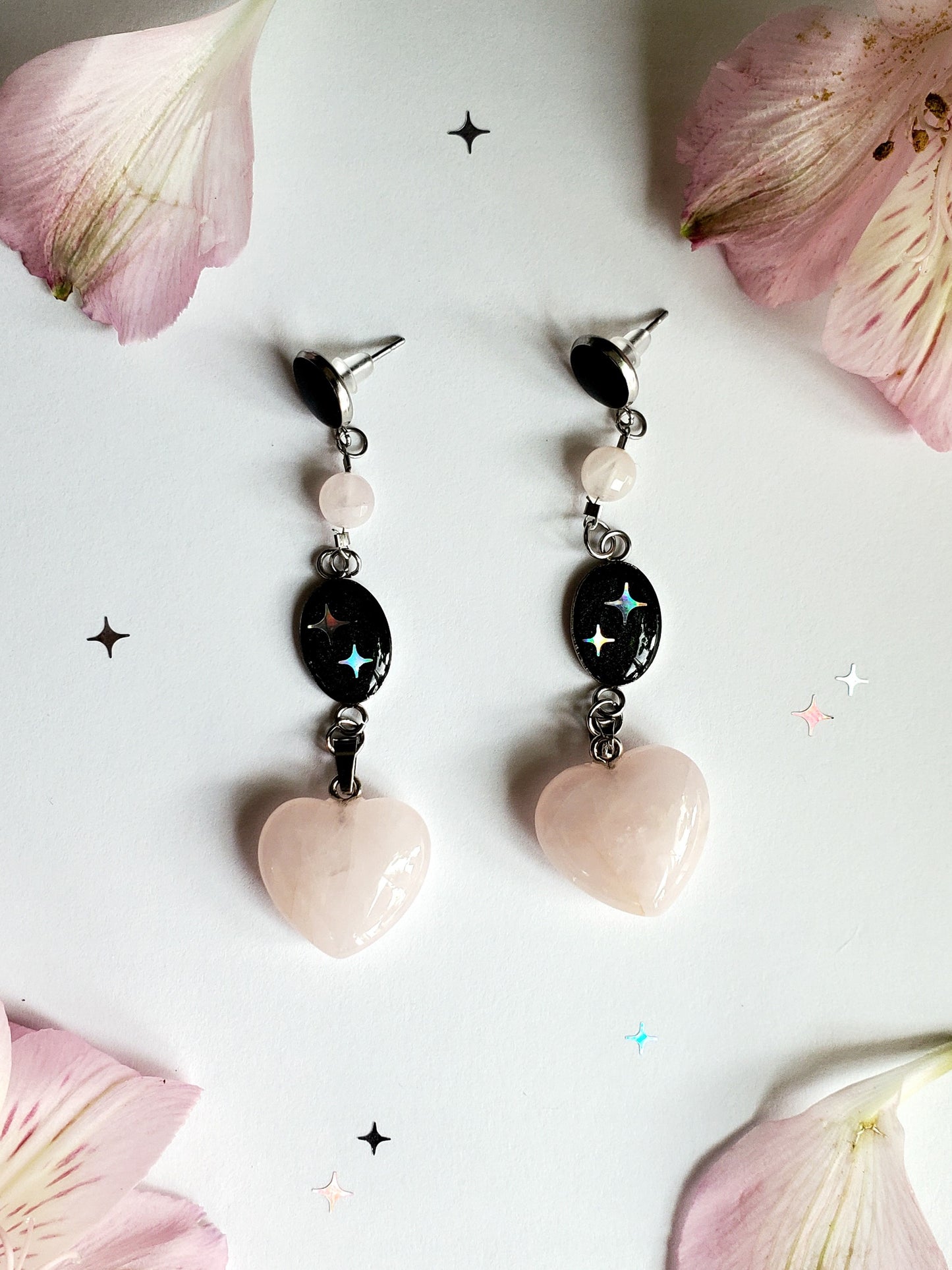 Love Like Starlight Rose Quartz Earrings