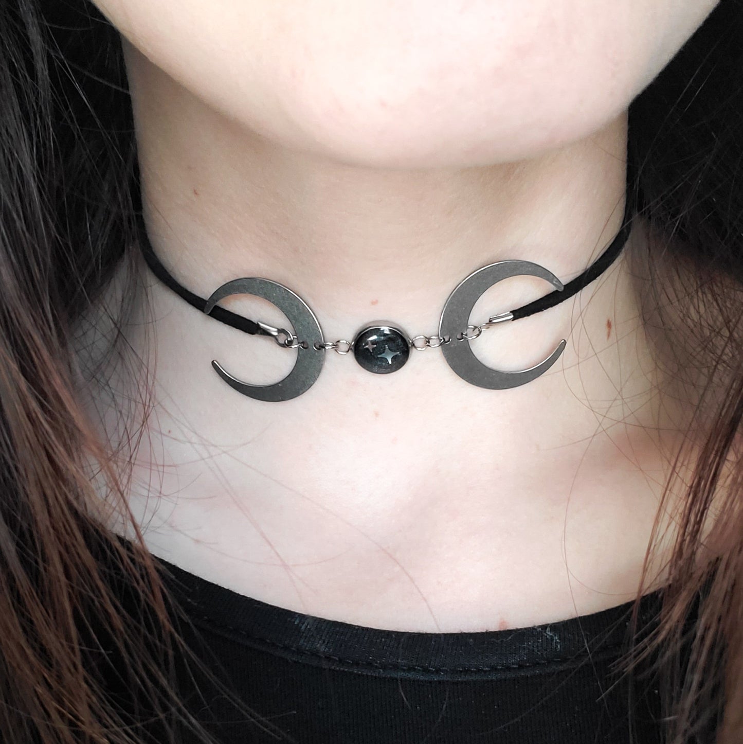 Triple Moon Sparkle Choker